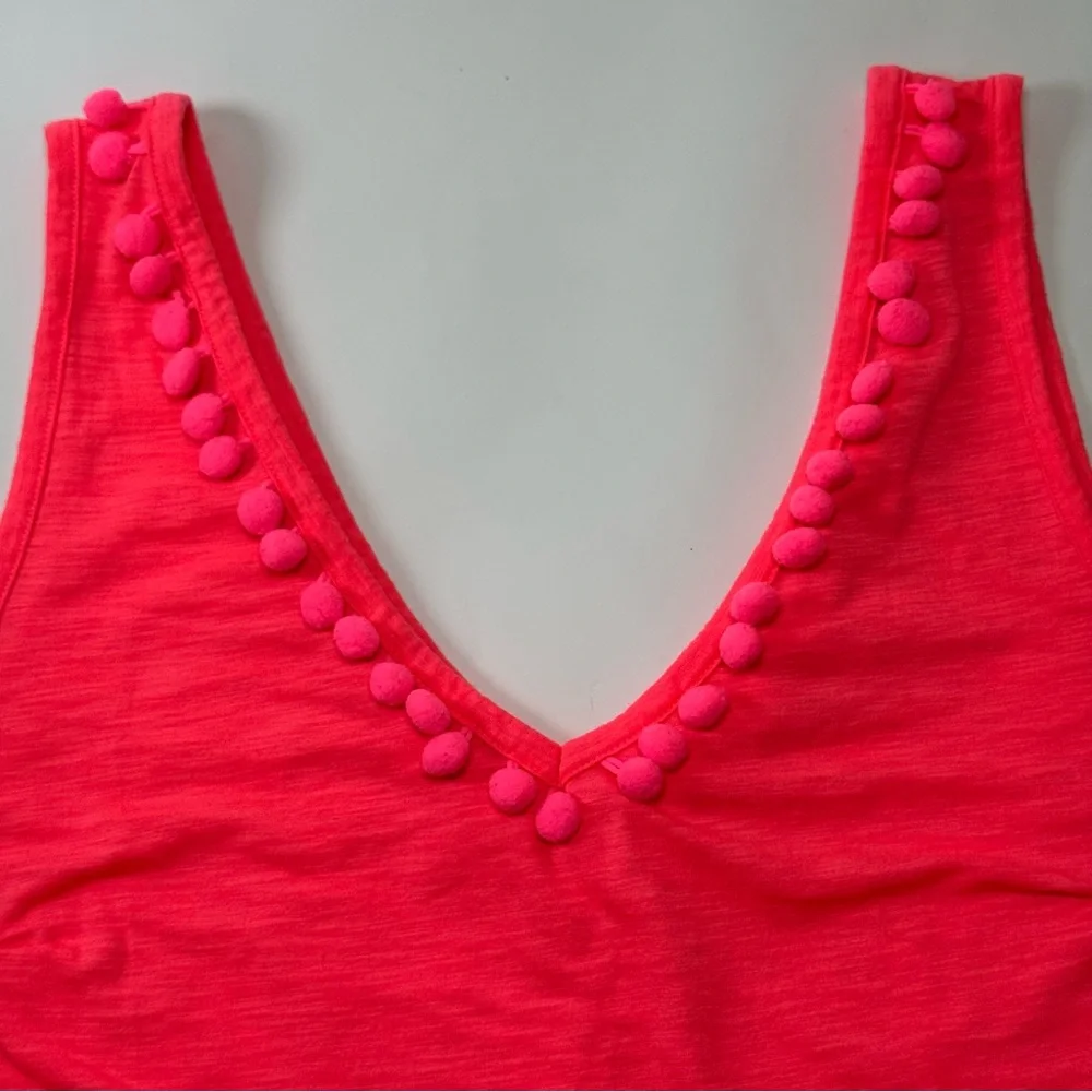 Lilly Pulitzer Neon Pink Sleeveless Pom Pom Tank - Medium - Picture 3 of 6